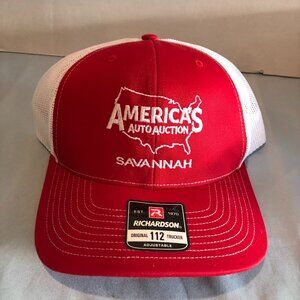 NWT Richardson America's Auto Auction Savannah Red Trucker Hat Baseball Cap #F36